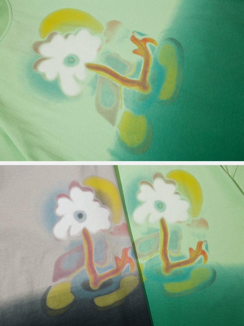 Vert  T Shirts Aelfric Eden Floral Print Gradient Tee - MDQ-7996805